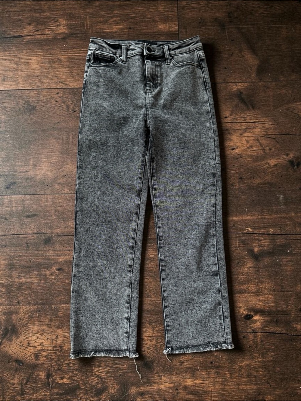 Kendall + Kylie Jeans Womens 7/28 Icon High Rise Straight Black Acid Wash